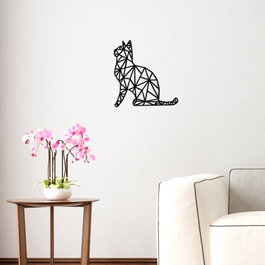 Wallity Kedi Escultura de Pared de Madera Negra